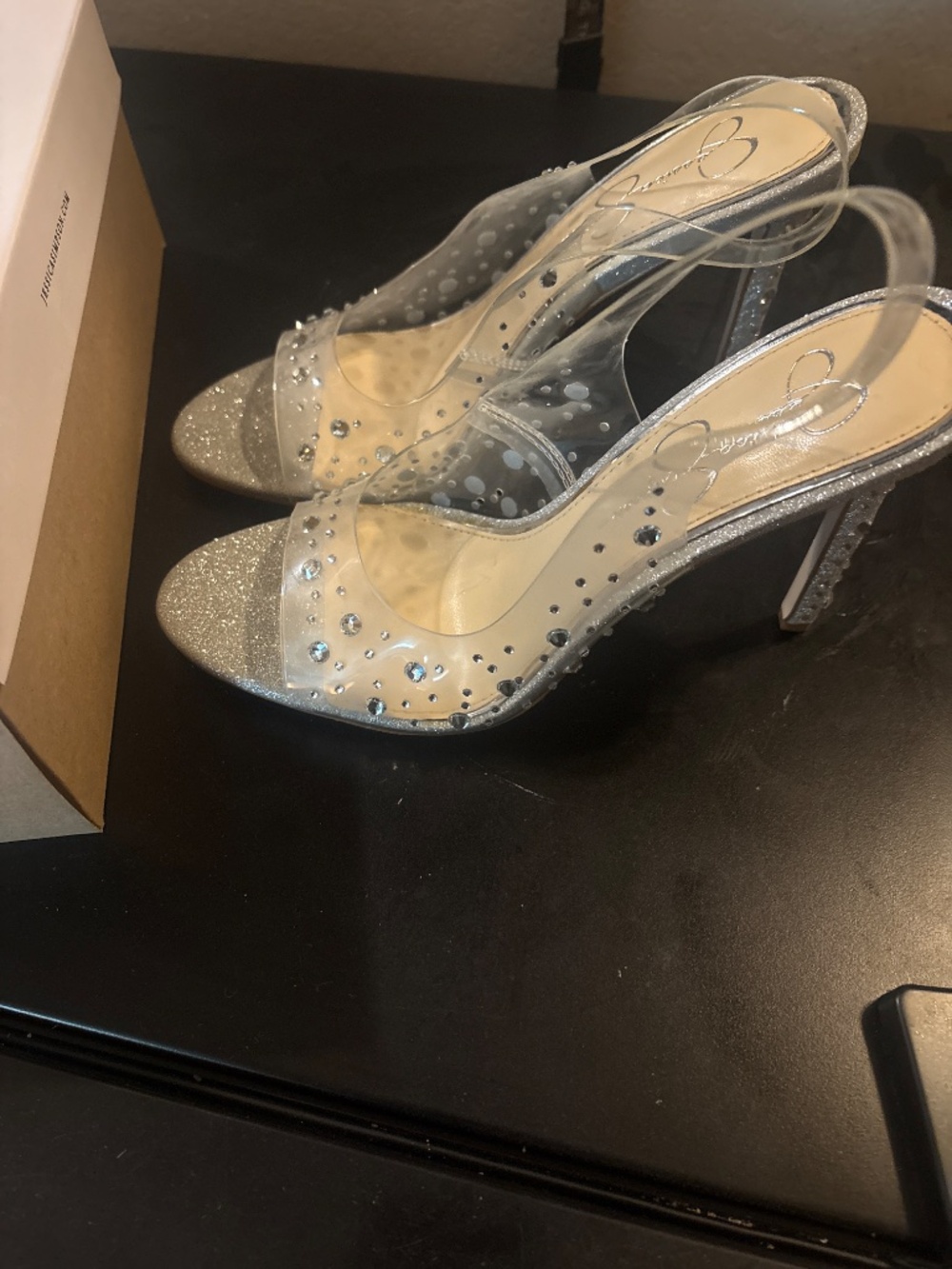 Jaisey clear rhinestone heels - Picture 3 of 3